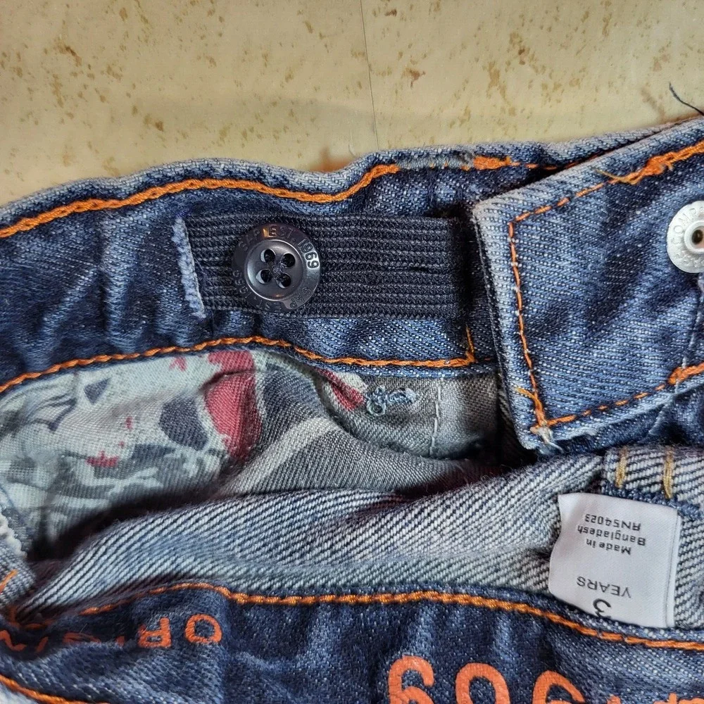 Baby Gap 1969‎ Boys 5 Pocket Union Jack Blue Jean England Patch 3 Year *FLAW
